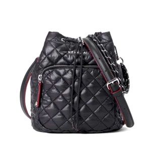 MZ Wallace Black Crosby Drawstring Bucket Bag